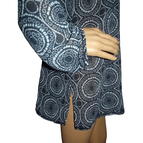 Michael Kors Tunic Blouse Womens Size Medium blue sequin geometric print v-neck - Picture 7 of 11